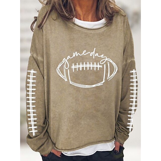  Women's Sweatshirt Pullover Graphic Football Sports Daily Sports Print Cotton Hot Stamping Active Vintage Streetwear Clothing Apparel Hoodies Sweatshirts  Loose Fit Green Black / Winter
