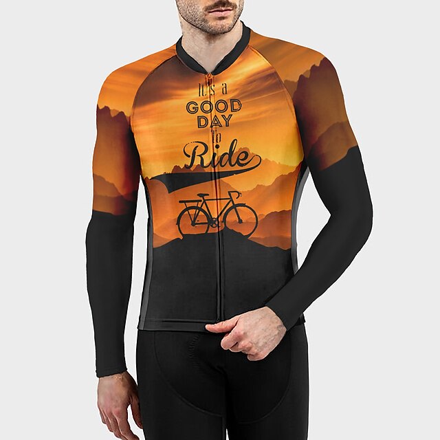  21Grams® Men's Cycling Jersey Long Sleeve 3D Bike Mountain Bike MTB Road Bike Cycling Top Green Purple Yellow Breathable Quick Dry Moisture Wicking Spandex Polyester Sports Clothing Apparel