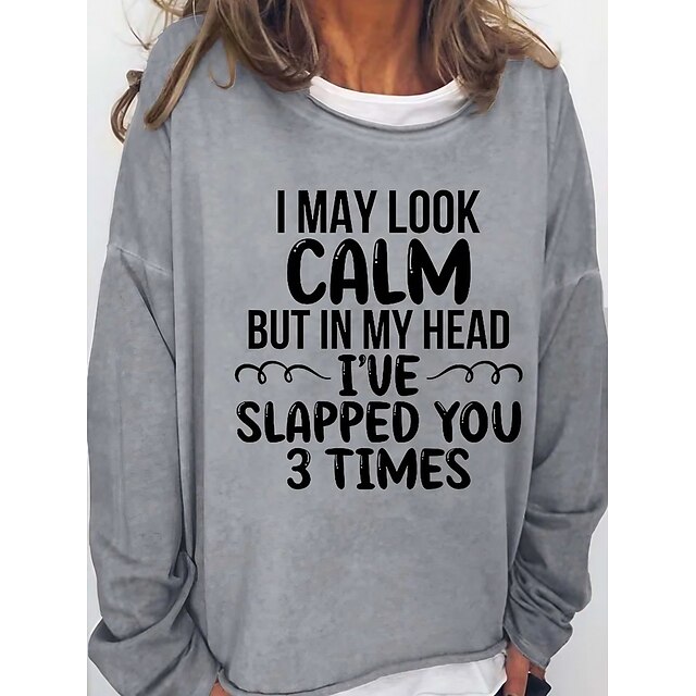  Woman's Casual Loose Fit Printed Long Sleeve Pullover