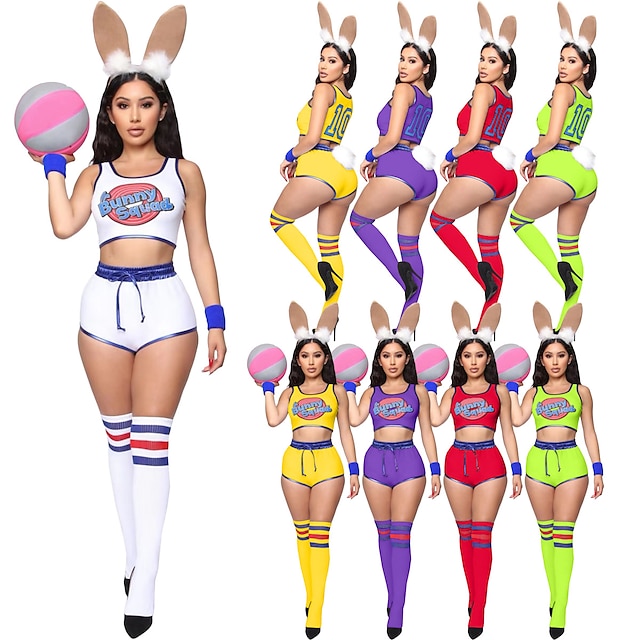  Inspired by Cosplay Space Jam Lolita Tune Squad Lola Bunny Anime Cosplay Costumes Japanese Cosplay Suits Halloween Top Pants For Women's