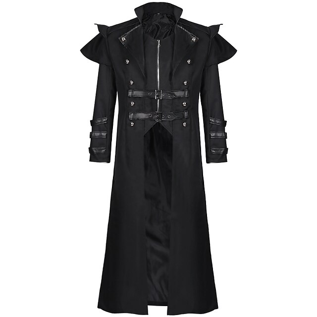  Retro Vintage Punk & Gothic Medieval Steampunk 17th Century Coat Trench Coat Outerwear Prince Plague Doctor Nobleman Men's Masquerade Casual Coat