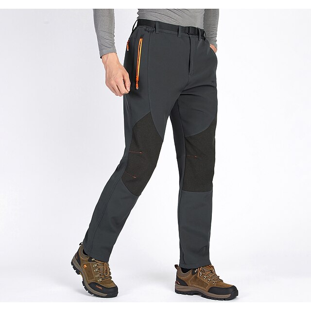  Men's Hiking Pants Trousers Fleece Lined Pants Softshell Pants Patchwork Winter Outdoor Thermal Warm Windproof Breathable Water Resistant Pants / Trousers Bottoms Elastic Waist Zipper Pocket Black