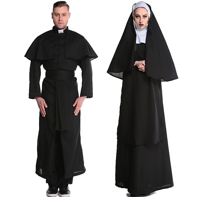  Cosplay Pirate Nun Unisex Outfits Couples' Costumes Movie Cosplay Cosplay Costume Party Black Halloween Carnival Masquerade Costume Polyester