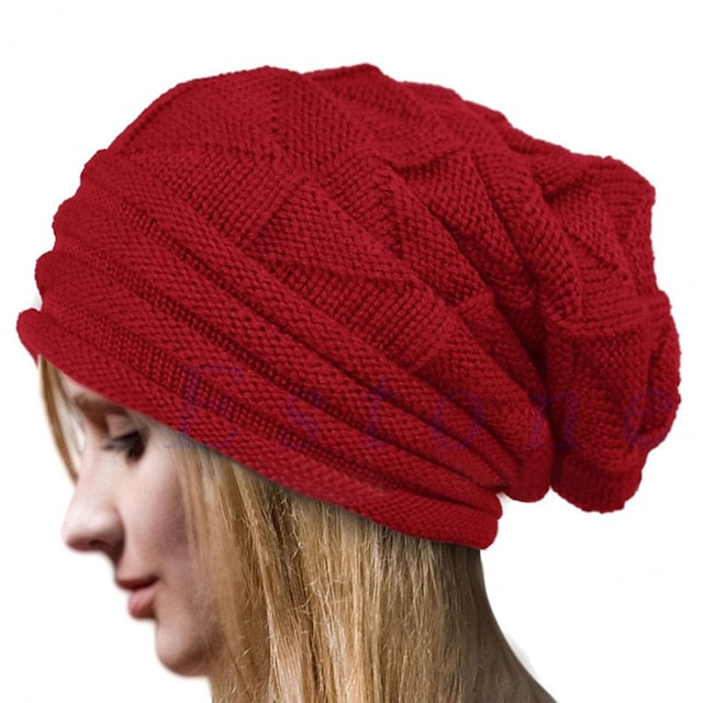  Damen Hut Mütze / Slouchy Schwarz Weiß Rote Outdoor Strasse Alltagskleidung gestrickt Tragbar Windundurchlässig Komfort Einfarbig