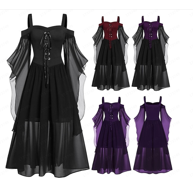  Retro Vintage Punk & Gothic Medieval Dress Masquerade Witches Women's Halloween Halloween Party / Evening Dress