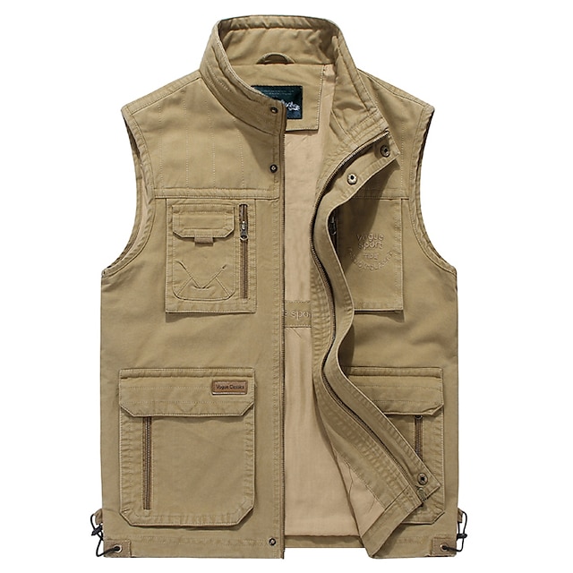  Men's Fishing Vest Hiking Vest Sleeveless Jacket Coat Top Outdoor Breathable Quick Dry Lightweight Sweat wicking Summer Spring Cotton khaki Army Green Fishing Climbing Running