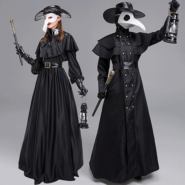 Plague Doctor Costume Cloak Halloween Couples Costumes Cosplay Medieval Steampunk Priest Renaissance Costume Outfits Cloak Cape