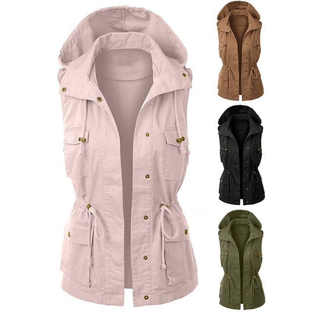  Women's Hiking Vest Jacket Top Outdoor Winter Thermal Warm Windproof Multi-Pockets Breathable Spandex Polyester Black Rosy Pink Army Green Fishing Climbing Traveling / Quick Dry / Lightweight