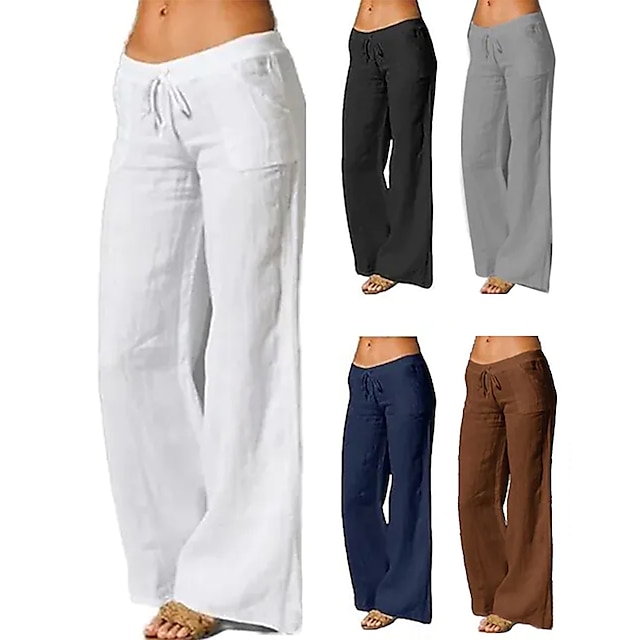  Women's High Waist Wide Leg Cotton Yoga Pants