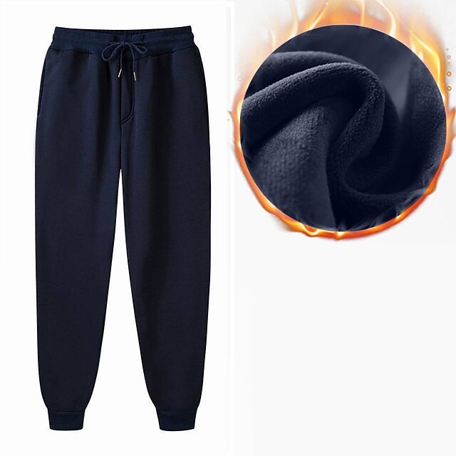  Hombre Pantalones de lana Pantalones de Deporte Pantalón Jogger Persona que practica jogging Pantalones de invierno Bolsillos laterales Cintura elástica Vellón Color sólido Comodidad Templado Diario