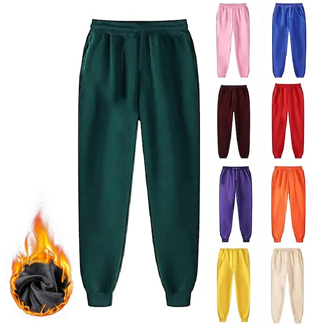  Men's Solid Color Fleece Jogger Sweatpants