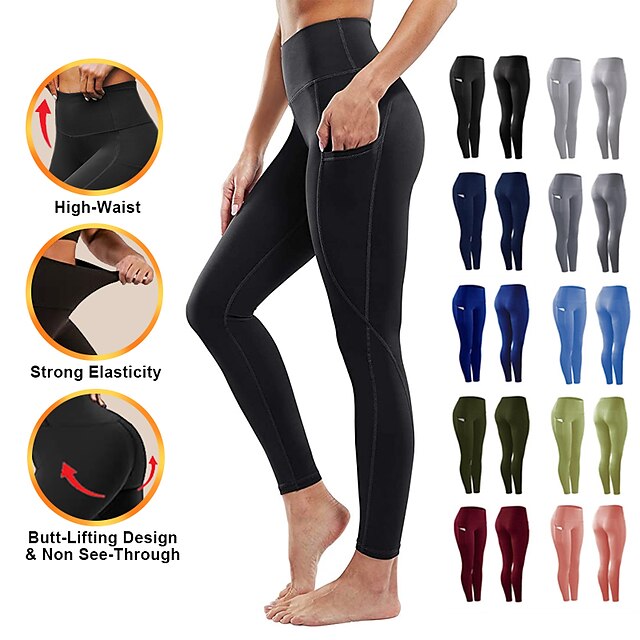  Women's Athletic Compression Tights with Pockets