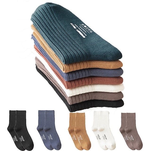  Herren 5 Paare Socken Strümpfe Socken Stricken Mehrfarbig 5 Paare Schwarz Farbe Baumwolle Einfarbig Athlässigkeit Täglich Warm Herbst Winter