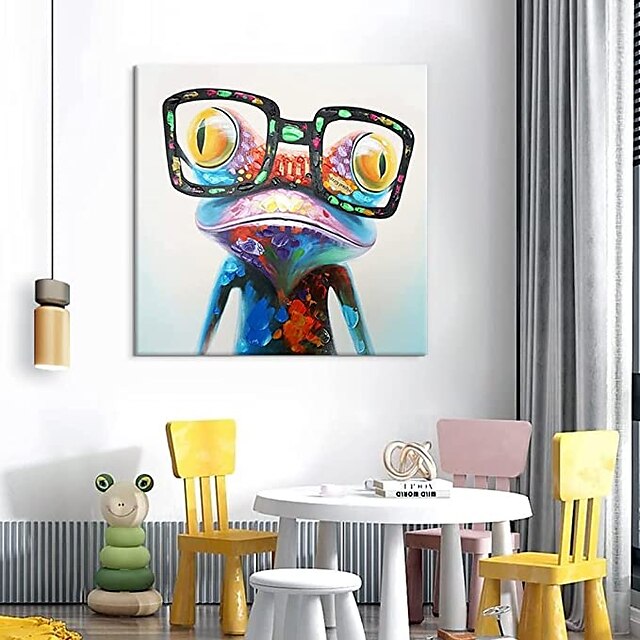  peinture à l'huile toile mur art décoration grenouille mignonne avec des lunettes pour la décoration intérieure peinture sans cadre ou encadrée illustration pour salon décor de chambre d'enfants