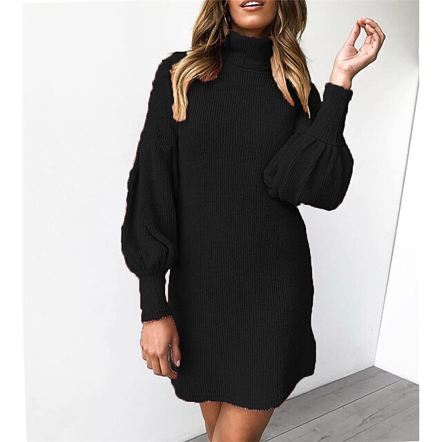  Women's Knit Dress Jumper Dress Shift Dress Mini Dress Knitwear Fashion Pure Color Outdoor Daily Going out Hooded Long Sleeve Ruched Knit 2023 Loose Fit Black Yellow Pink S M L XL XXL 3XL