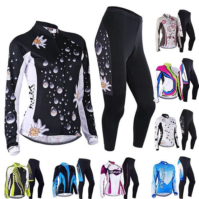  Nuckily Women's Floral Cycling Suit Polyester Lycra Windproof