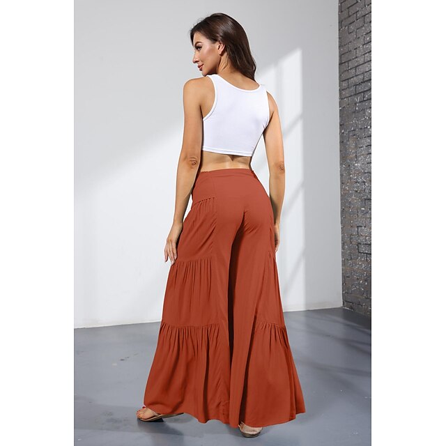  Explosive style casual summer women's clothing tied rope fashion with loose wide-leg pants drape big flared women's pants