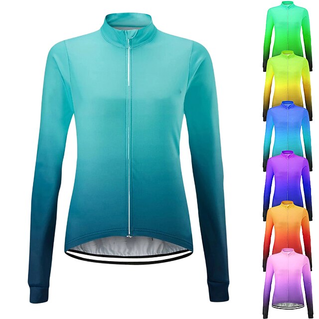  Femme Maillot Velo Cyclisme manche longue Cyclisme Maillot Top avec 3 poches arrière VTT Vélo tout terrain Vélo Route Résistant aux UV Respirable Séchage rapide Poche arrière Jaune Rose Bleu Roi