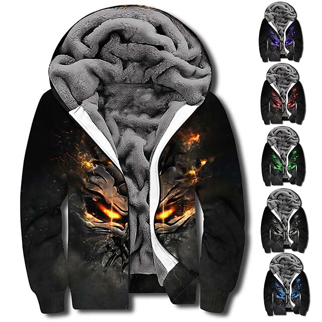  Men's Unisex Graphic Prints Skull Full Zip Hoodie Jacket Hooded Zipper Print 3D Print Daily Sports Casual Designer Hoodies Sweatshirts  Long Sleeve Black