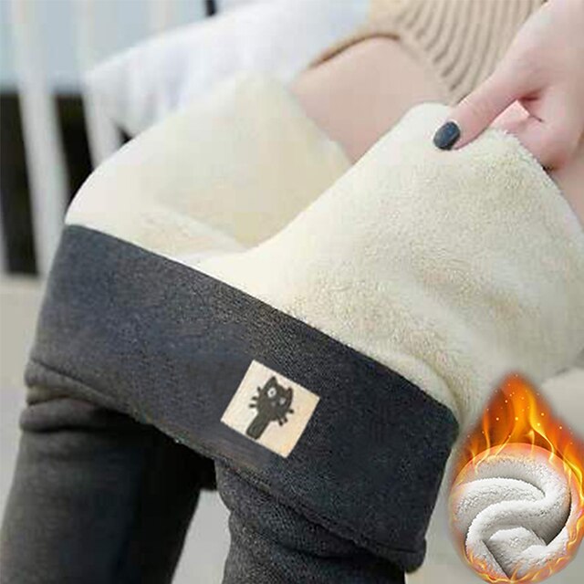  Mulheres Calças de lã Normal Poliéster Gato 1# 2# Moda Cintura Média Comprimento total Diário Outono & inverno