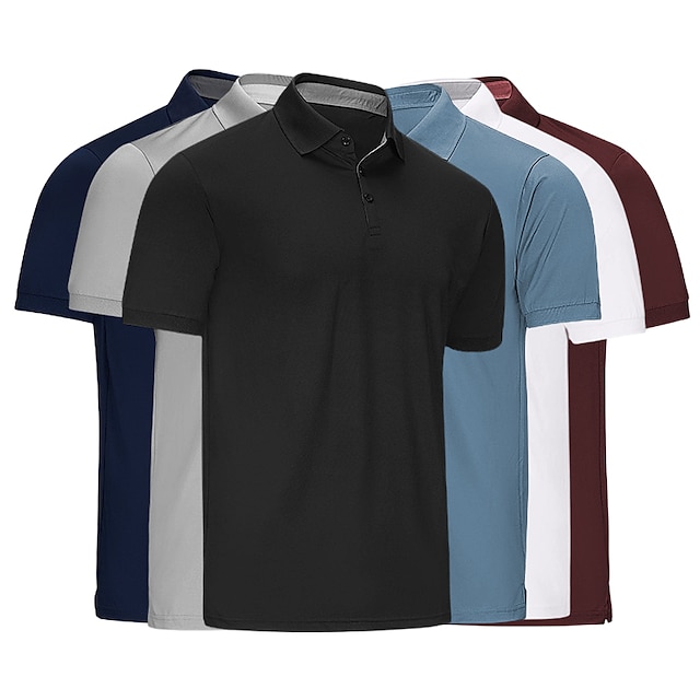  Men's Golf Shirt T shirt Tee Solid Color Turndown Casual Daily Short Sleeve Button-Down Tops Business Simple Fashion White Black Gray