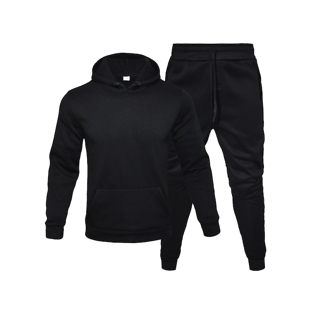  Men's Women's 2 Piece Casual Athleisure Tracksuit Sweatsuit 2pcs Long Sleeve Thermal Warm Breathable Moisture Wicking Fitness Gym Workout Running Walking Jogging Sportswear Solid Colored Hoodie Normal