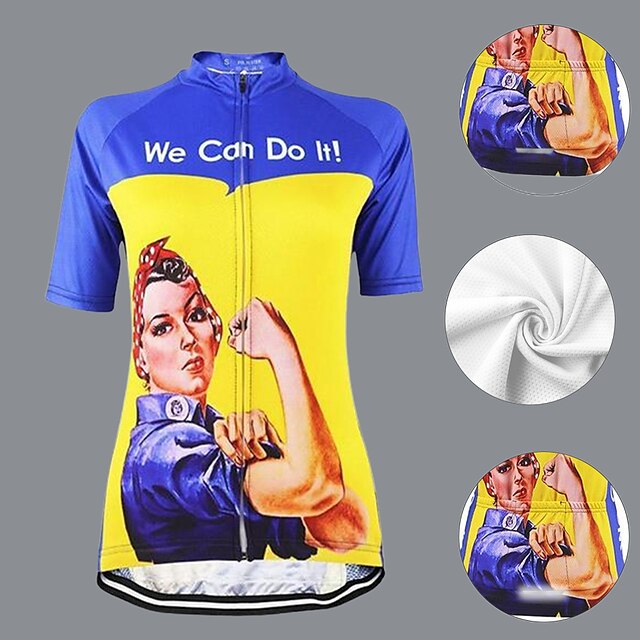  21Grams® Women's Cycling Jersey Short Sleeve - Summer Violet Pink Green Plus Size Retro Funny Rosie the Riveter Bike Mountain Bike MTB Road Bike Cycling Jersey Top Breathable Quick Dry Back Pocket