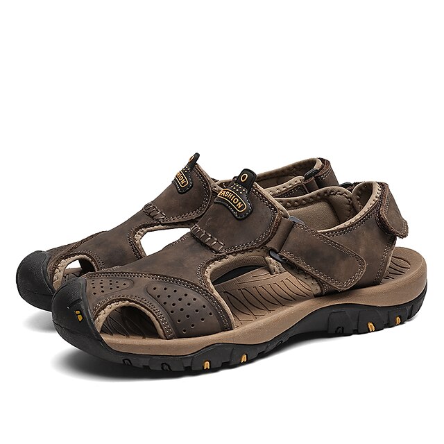  Men's Sporty Leather Sandals for Outdoor Beach Daily