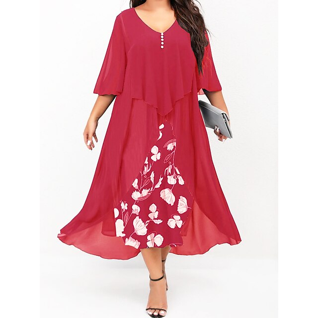  Elegant Floral Midi Dress for Plus Size Women