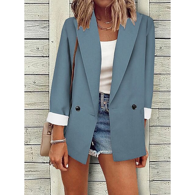  Women's Classic Double Breasted Blazer Shirt