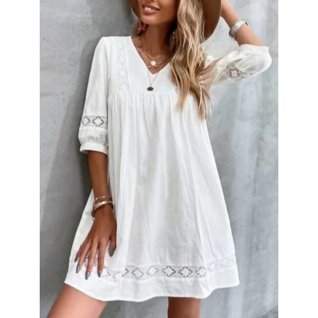  White Women's Casual Ruched Mini Dress