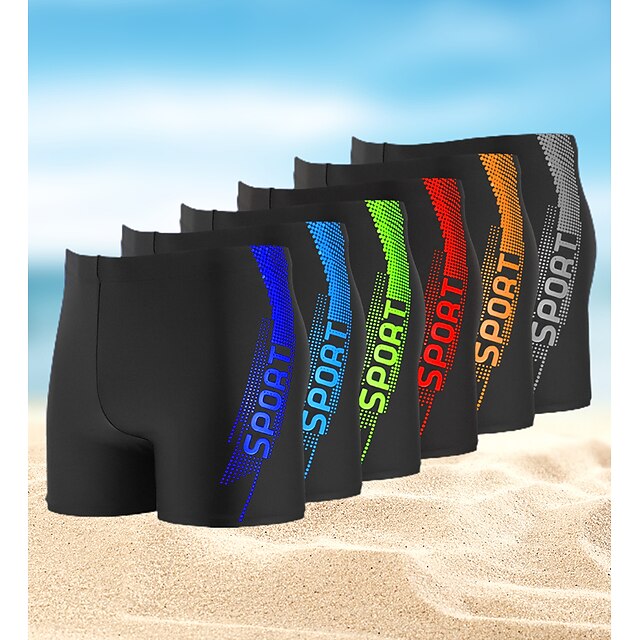  Homens Secagem Rápida Calção Justo de Natação Shorts de Natação Com bolsos Roupa de banho Calças Estampado Natação Surfe Praia Esportes Aquáticos Verão