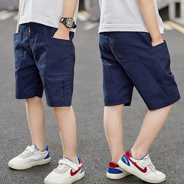  Enfants Garçon Short Confort Couleur unie Shorts Coton Extérieur Frais du quotidien bleu marine Vert Kaki Taille moyenne