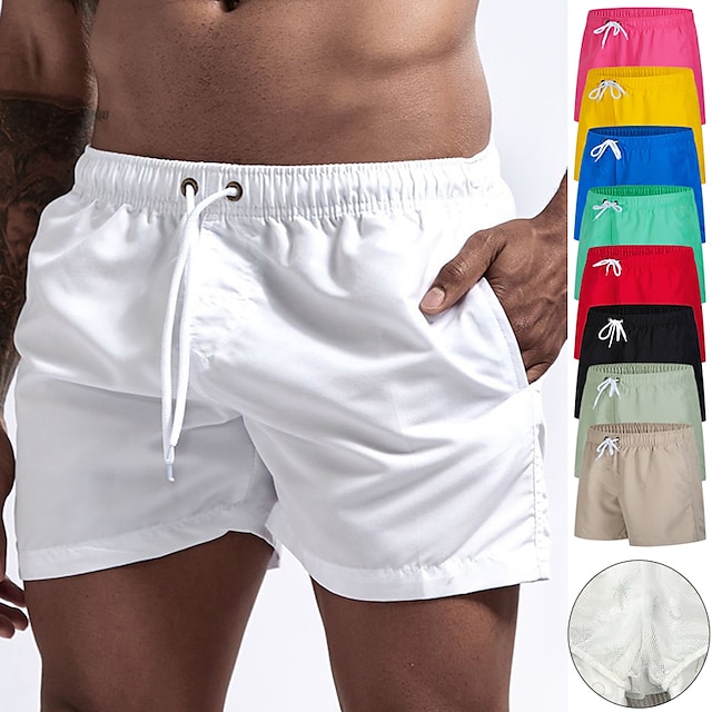  Men's Quick Dry Swim Trunks Swim Shorts with Pockets Drawstring Board Shorts Bathing Suit Solid Colored Swimming Surfing Beach Water Sports Autumn / Fall Spring Summer / Stretchy