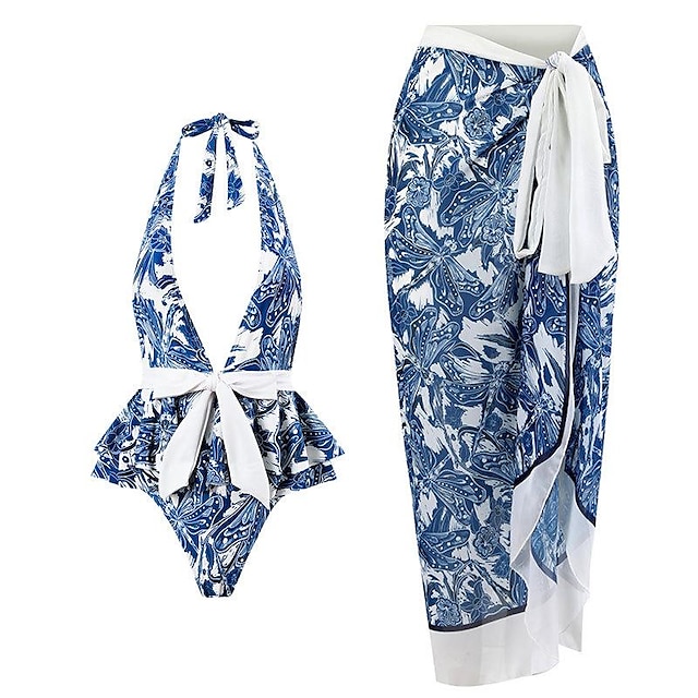  Per donna Costumi da bagno Un pezzo Fondo della spiaggia Normale Costume da bagno Animali 2 pezzi Stampe Blu Body Costumi da bagno Abbigliamento mare Estate Sportivo