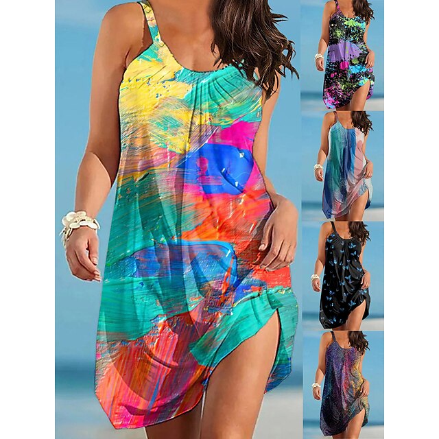  Women's Mini Beach Dress Color Block