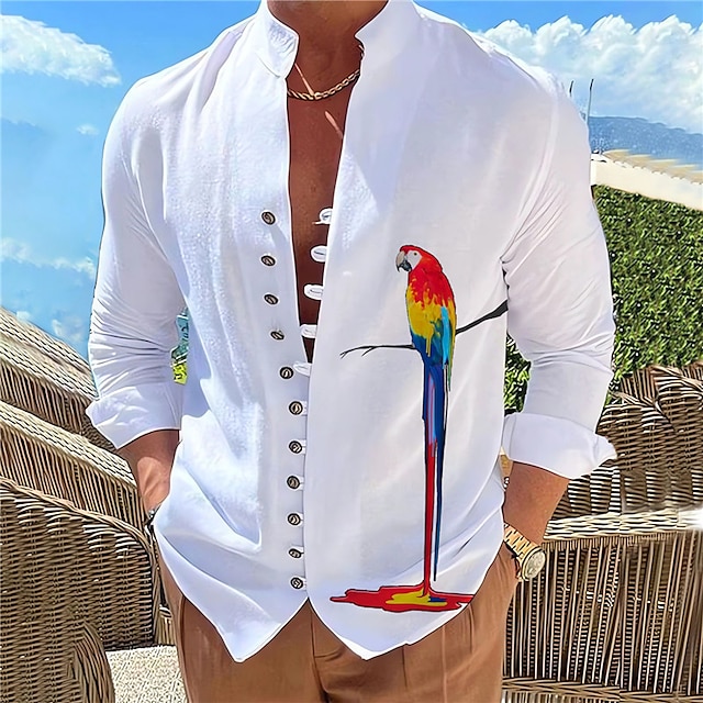 Men's Casual Comfortable Graphic Parrot Shirt