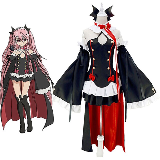  Inspired by Seraph of the End Krul Tepes Anime Cosplay Costumes Japanese Solid Color Stitching Lace Cosplay Suits Dresses Cosplay Tops / Bottoms Dress Sleeves Corsets For Women's / More Accessories