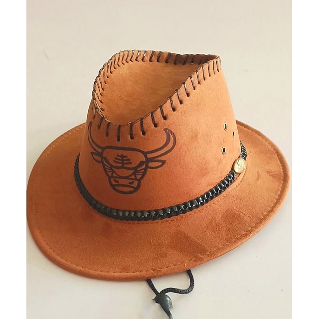  Hombre Sombrero para el sol Sombrero de vaquero Marrón oscuro Marrón claro Poliéster Viaje vaquero occidental Estilo playero Exterior Vacaciones Plano Transpirable