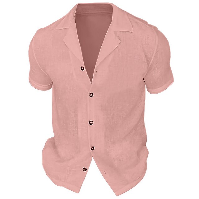  Per uomo Camicia estiva Camicia da spiaggia Nero Bianco Rosa Blu Manica corta Liscio Collare da campo Estate Informale Giornaliero Abbigliamento