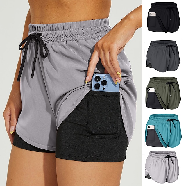  Women's Athletic 2-in-1 Running Shorts with Phone Pocket