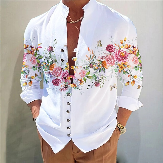  Men's Casual Shirt Floral Graphic Print