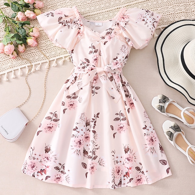  Girls' Active Cotton Floral Dress for Wedding