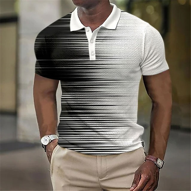  Men's Outdoor Graphic Print Waffle Polo Shirt