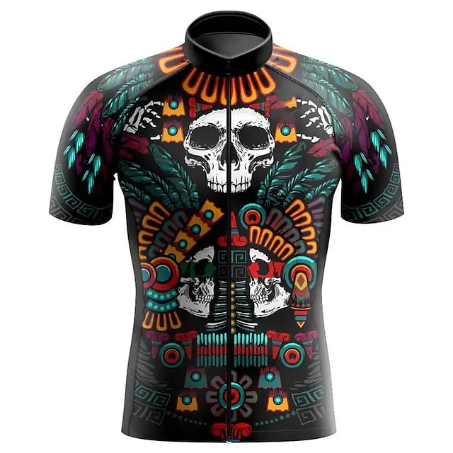  21Grams Men's Graphic Skull Cycling Jersey Quick Dry