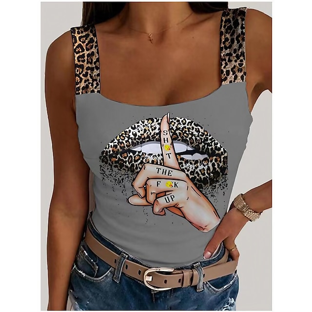  Women's Casual Summer Tank Top with Leopard Print