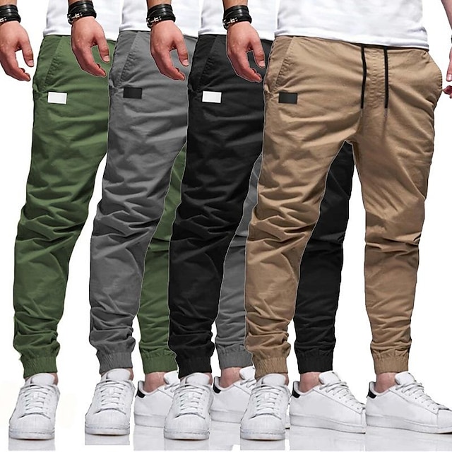  Men's Outdoor Tactical Cargo Pants Soft Breathable Sweat Wicking Pants Black Green L 3XL