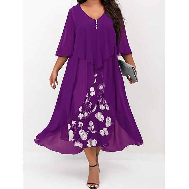  Elegant Floral Midi Dress for Plus Size Women