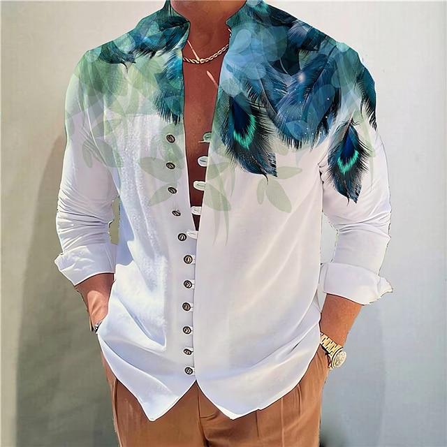  camisa masculina borboleta gráfico suporte colarinho azul-verde azul roxo verde cinza ao ar livre rua manga longa impressão roupas vestuário designer de moda casual confortável