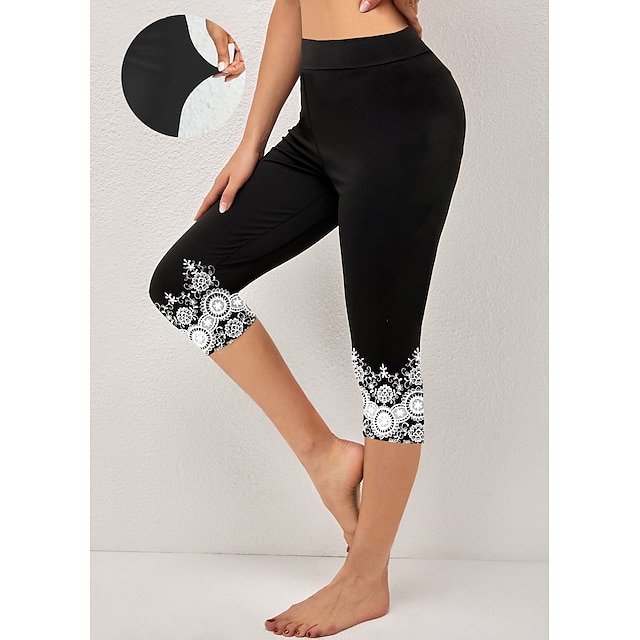  Damen Yoga Leggings lauftights Bauchkontrolle Kolbenheber Yoga Fitness Fitnesstraining Hoher Taillenbund Blumen Capri Leggings Unten 1 # 2 # 3 # Sport Sportkleidung Hochelastisch